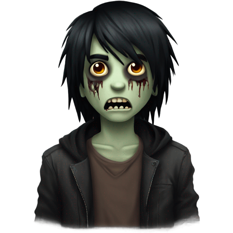 boy zombie with black hair emo creepy medium long hair scary emoji