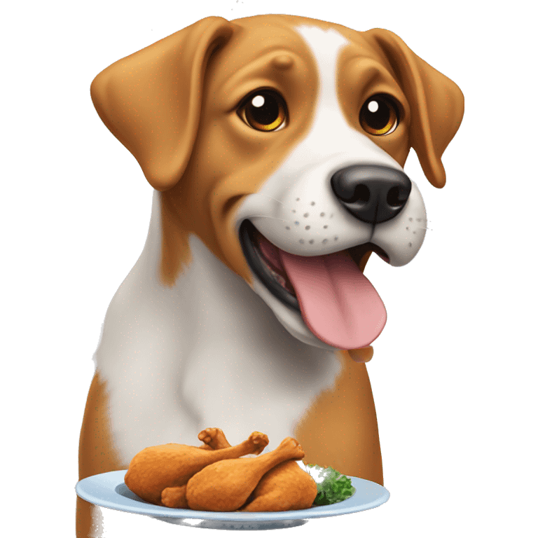 dog eating chicken emoji