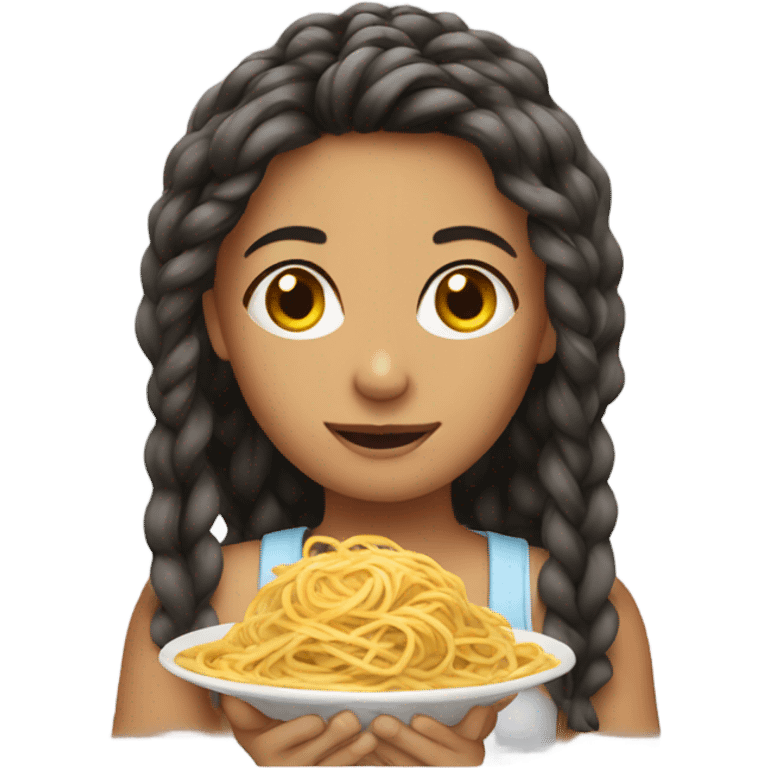 Girl with spaghetti in her hair emoji