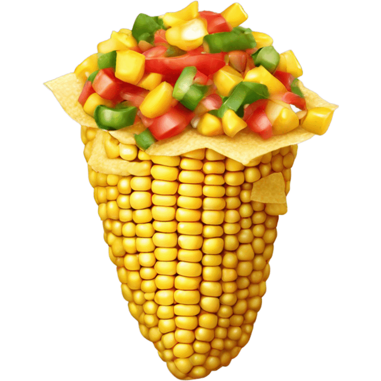 Corn and pepper salsa with chips emoji