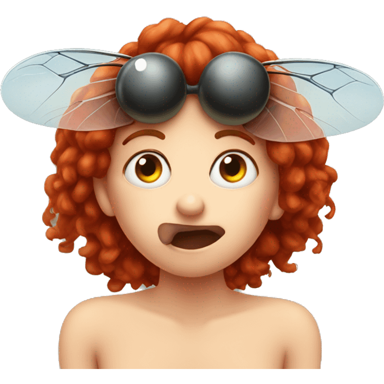 Dumb Fly kissing a redhead fly emoji