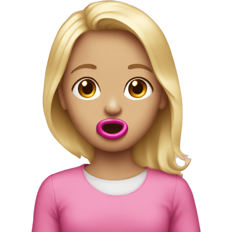 blonde girl with pink pacifier emoji