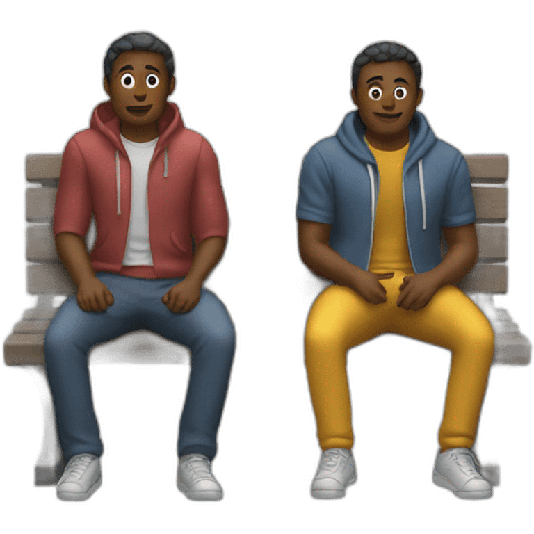 two figures sitting on a bench emoji