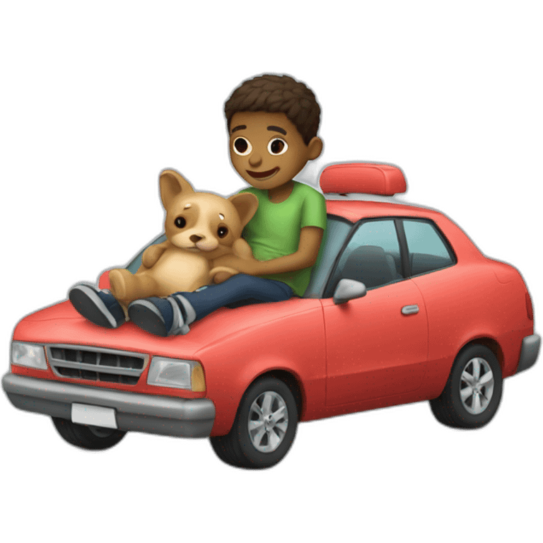 boy cuddle car emoji