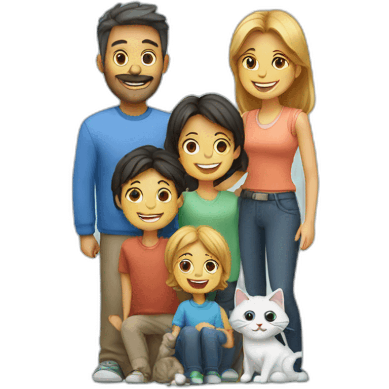 Happy family and cat emoji