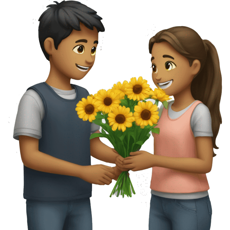 Boy giving flowers to a girl emoji