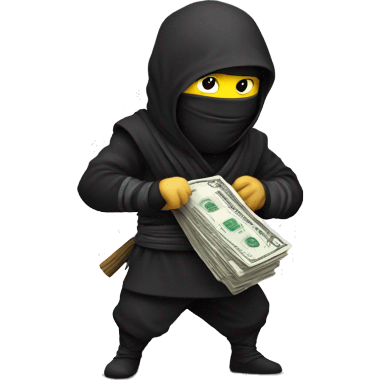 Ninja with stack os bills in mouth  emoji