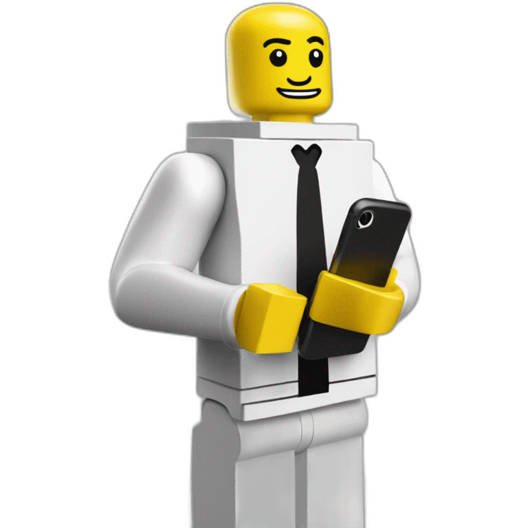 lego man holding an iphone emoji