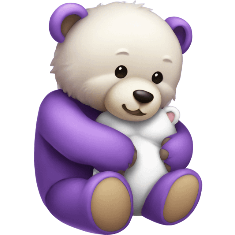 teddybear hufging pengiun💜 emoji