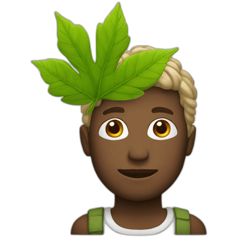 White Man with leaf on the head emoji