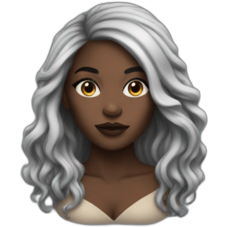 dark black woman,amazing make up, with long hair emoji