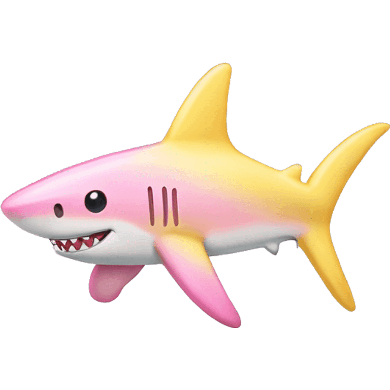 Pastel color pink and yellow glittery shark emoji