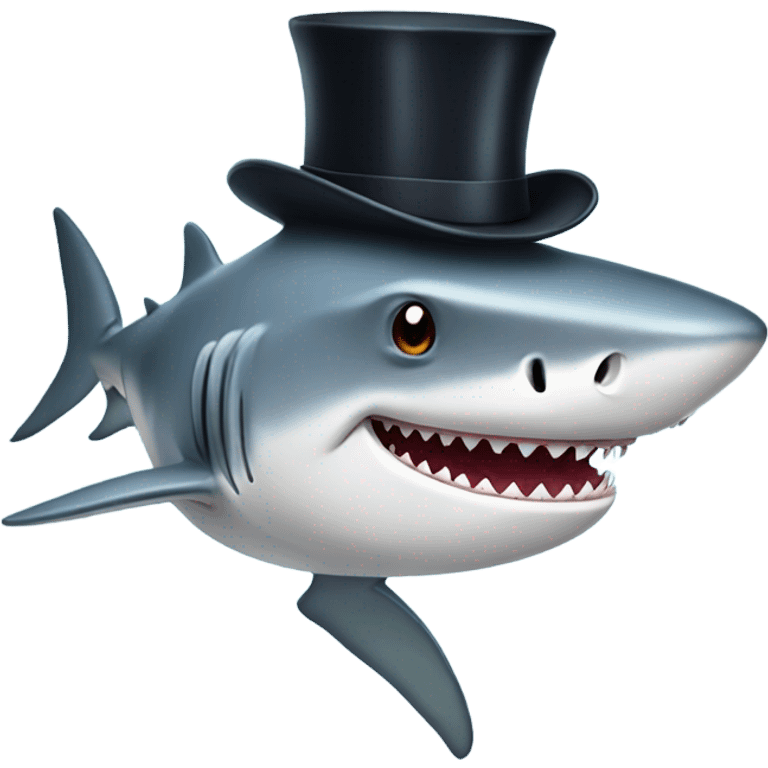 Shark with a top hat emoji