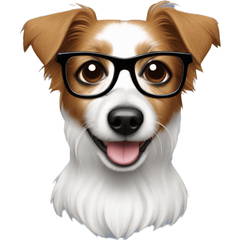 Long haired Jack Russell dog with glasses on  emoji