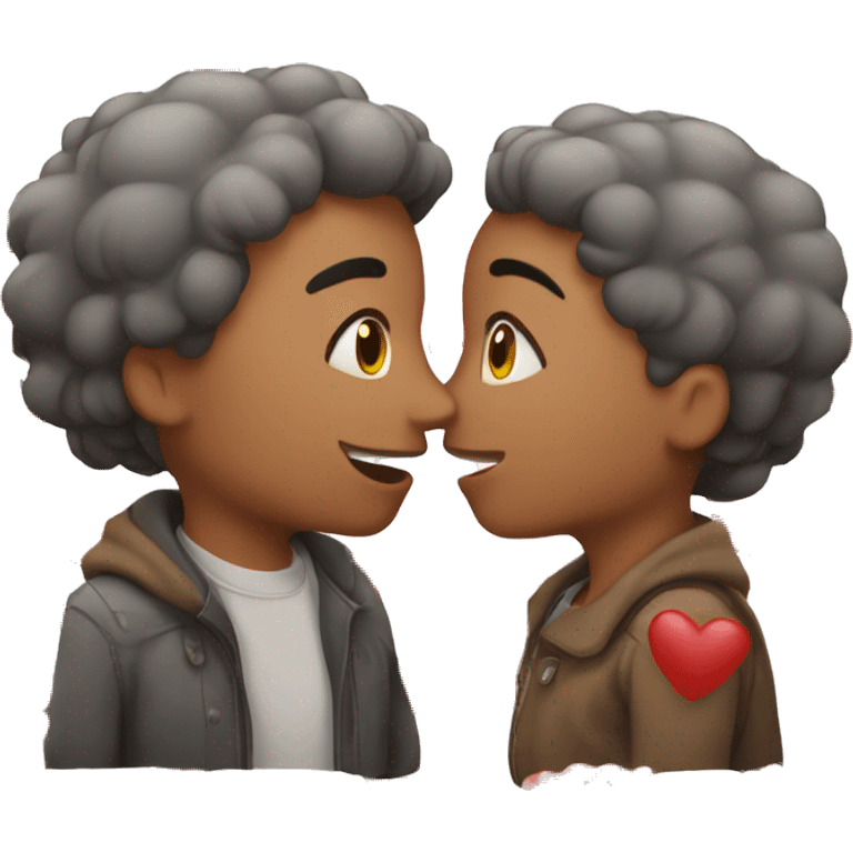 male and female kissing in love with hearts around them emoji