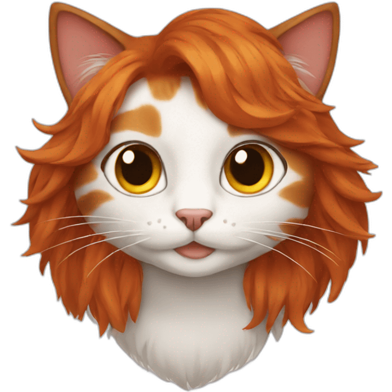 Cat has an red hair emoji