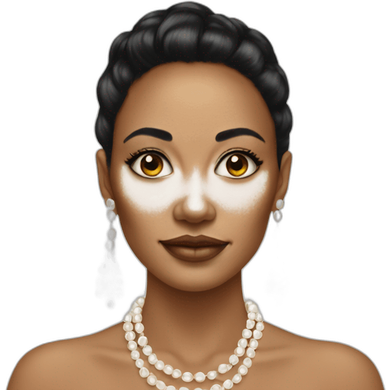 vitiligo women with pearl earrings  emoji