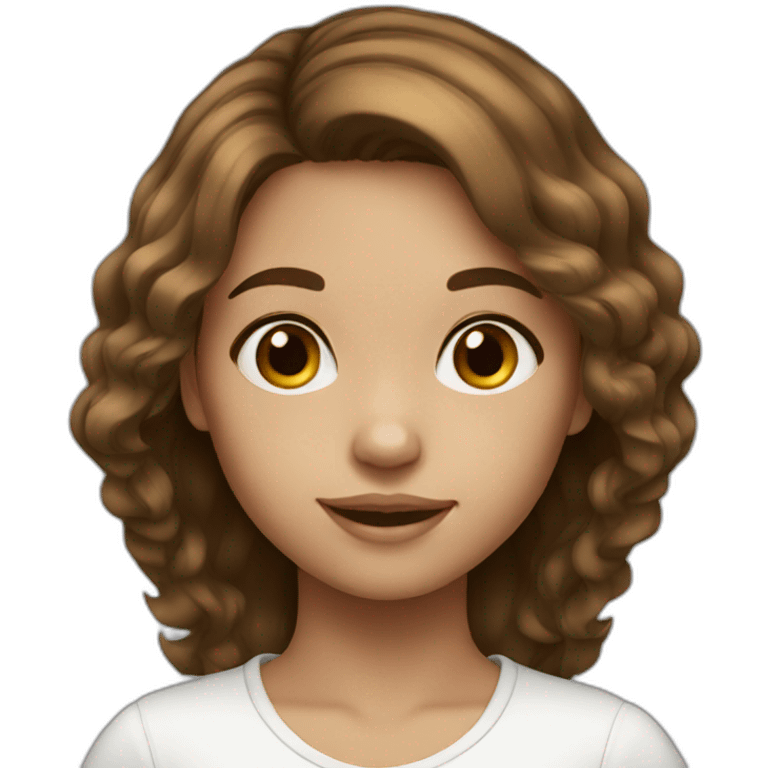 Kid Girl Brown hair white emoji