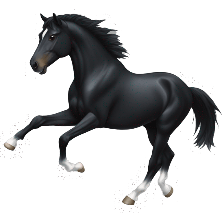 black horse with white marking jumps emoji