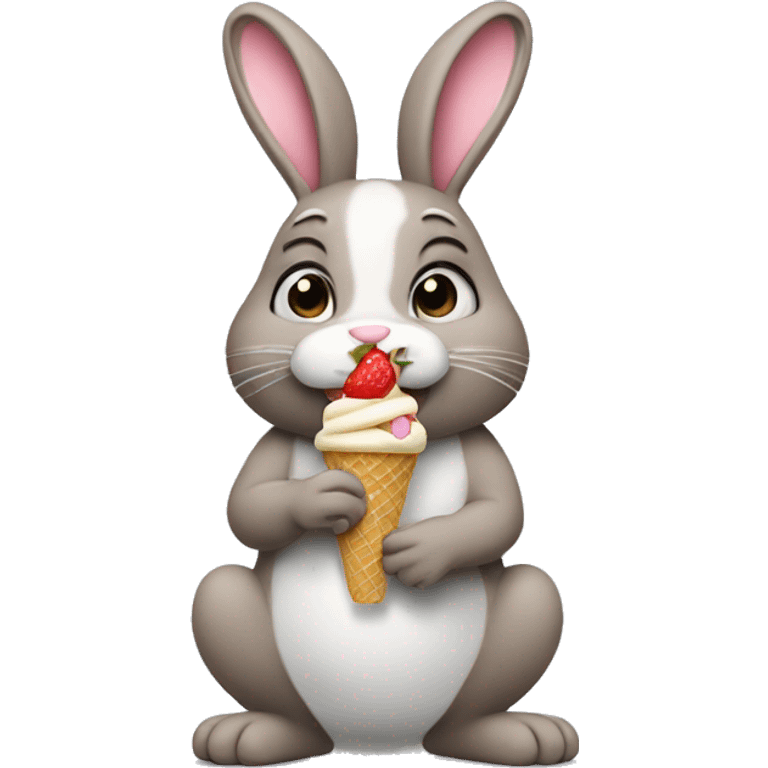 A bunny eating ice cream  emoji