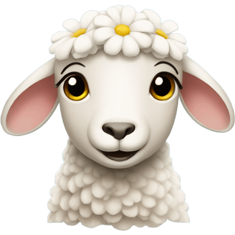 cute sheep with a flower behind its ear emoji