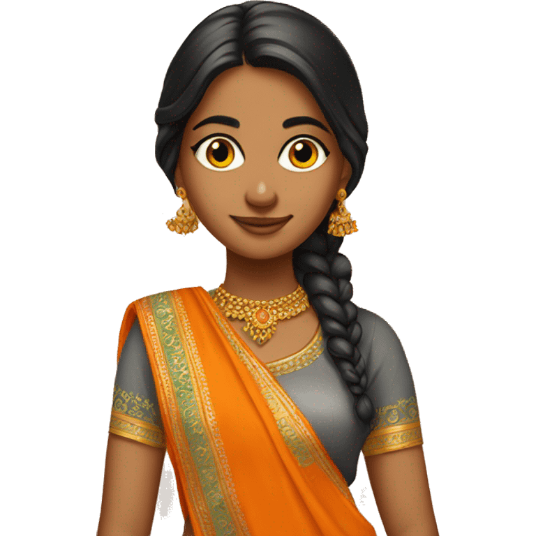 desi girl with orange sari emoji