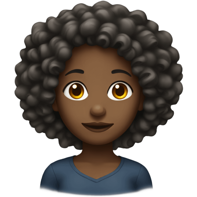 Black girl with long curly hair emoji