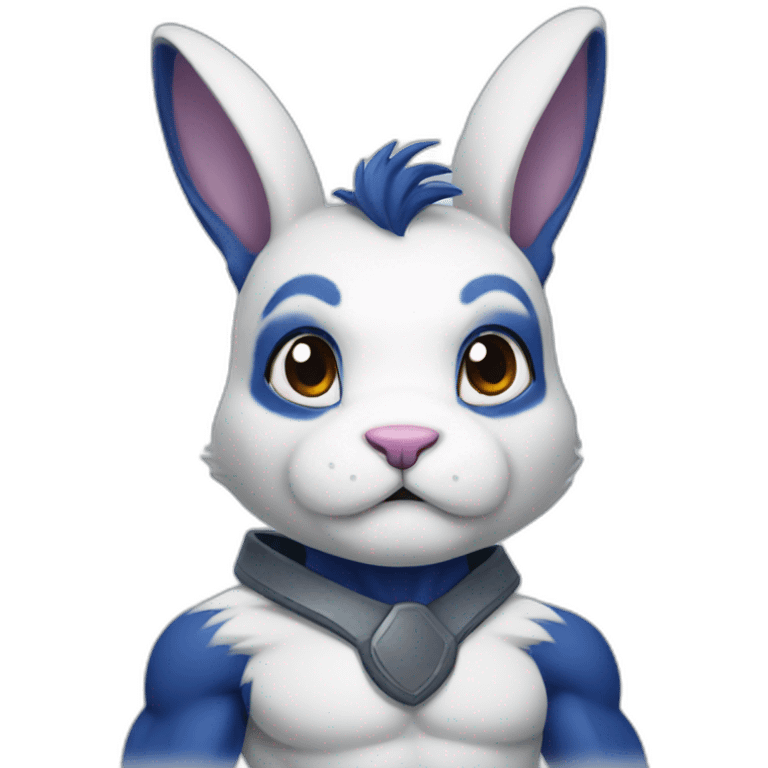 Muscular Anthro white rabbit with dark blue hair emoji