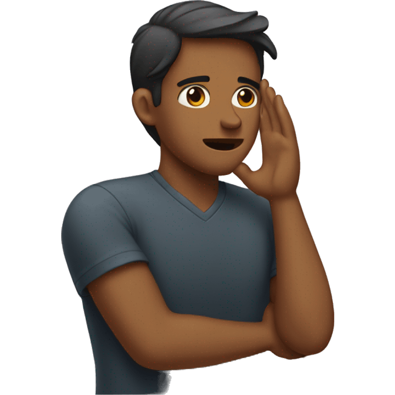 Man holding his ear saying sorry to girl emoji