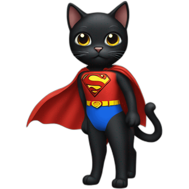 black cat wearing a superman costume emoji