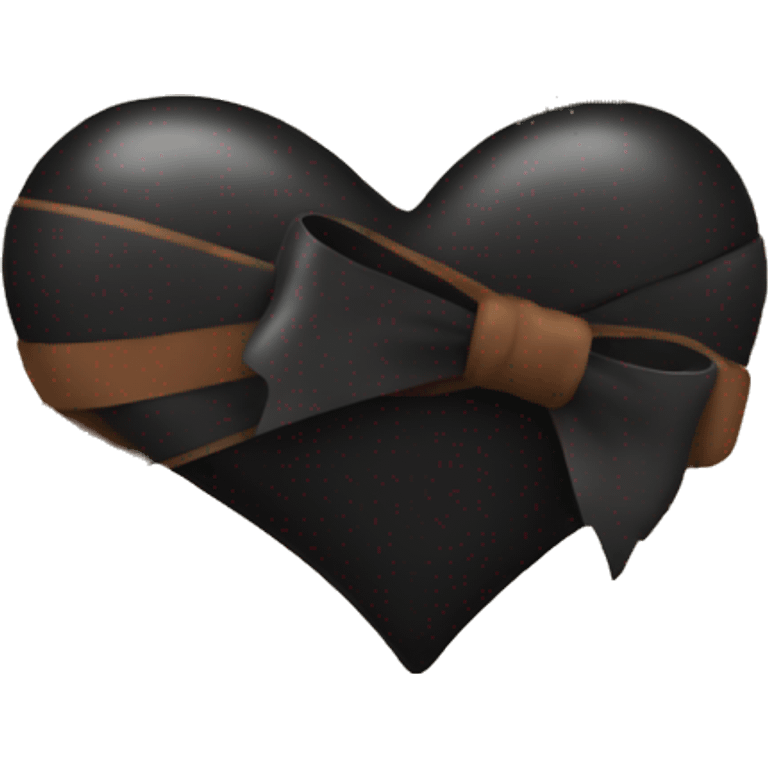 black heart with brown bow emoji