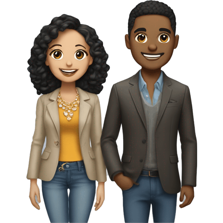 smiling light skin couple with stylish accessories emoji