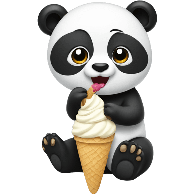 Panda eating ice cream emoji