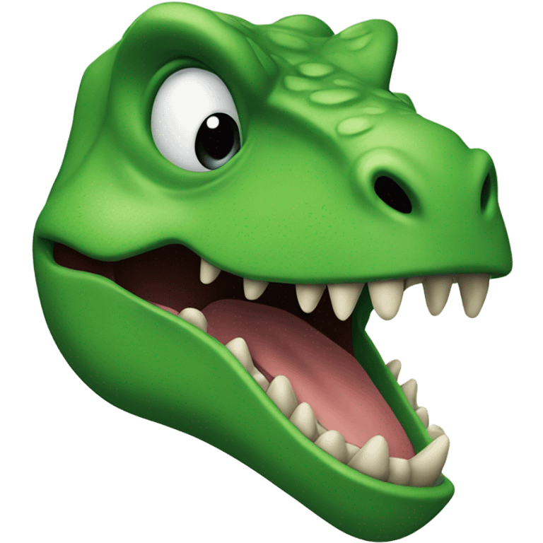 Green dinosaur head with its tongue sticking out emoji