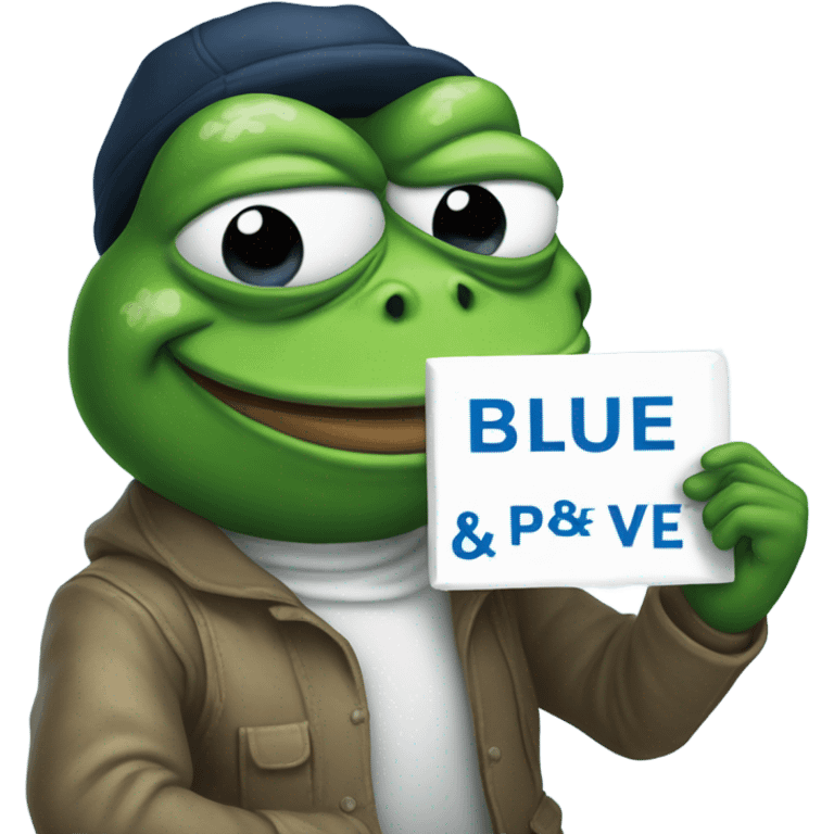 pepe hold sign that says blue PVE'r emoji