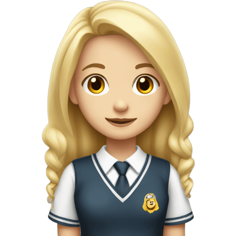 blonde girl with school uniform cute emoji