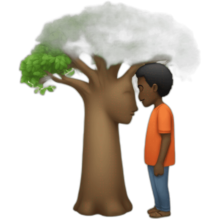 A black man kissing a baobab tree emoji