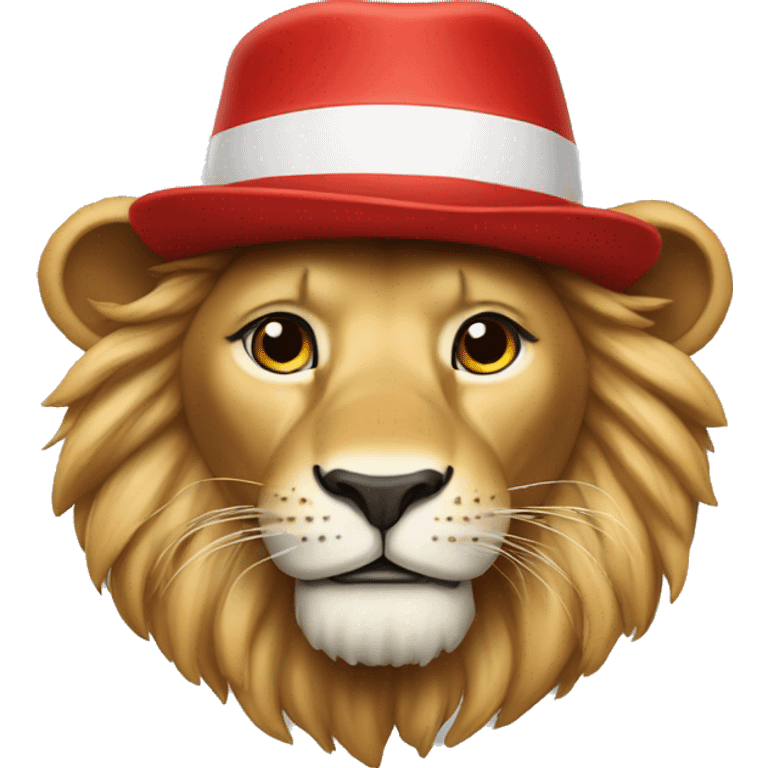 A Lion with a Red and White hat emoji