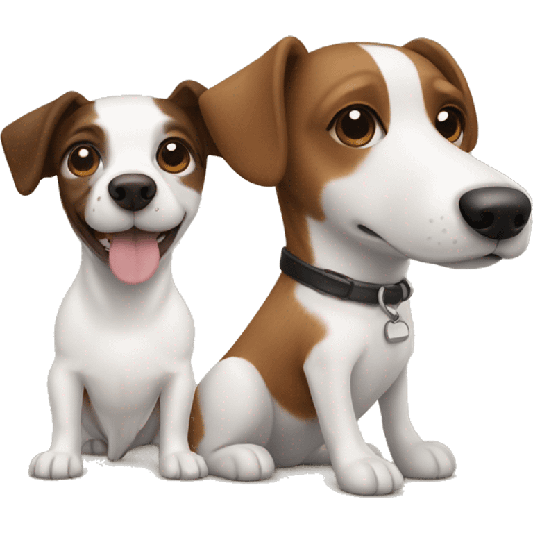 A brown and white jack Russel dog with a white cavaton dog emoji