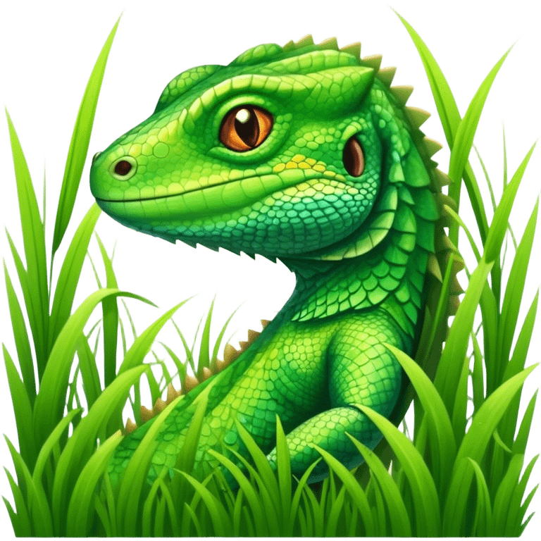 a lizard in tall grass emoji