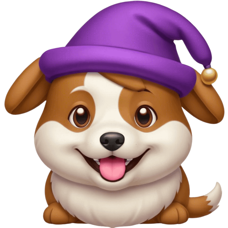 Dog with eggplant hat emoji