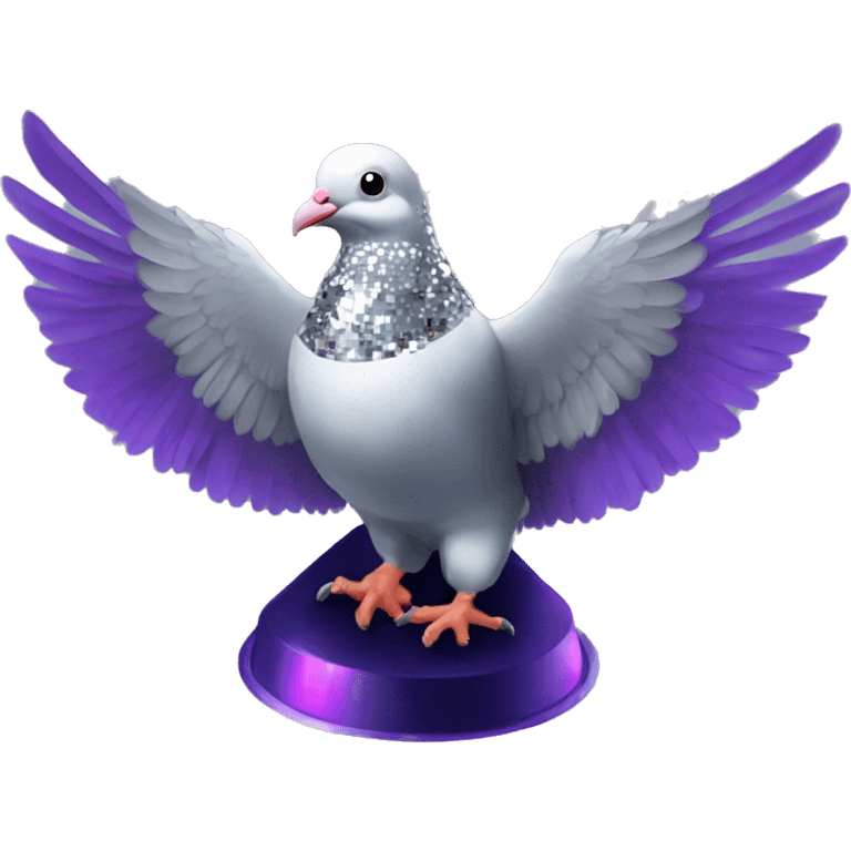 disco ball pigeon, open wings emoji