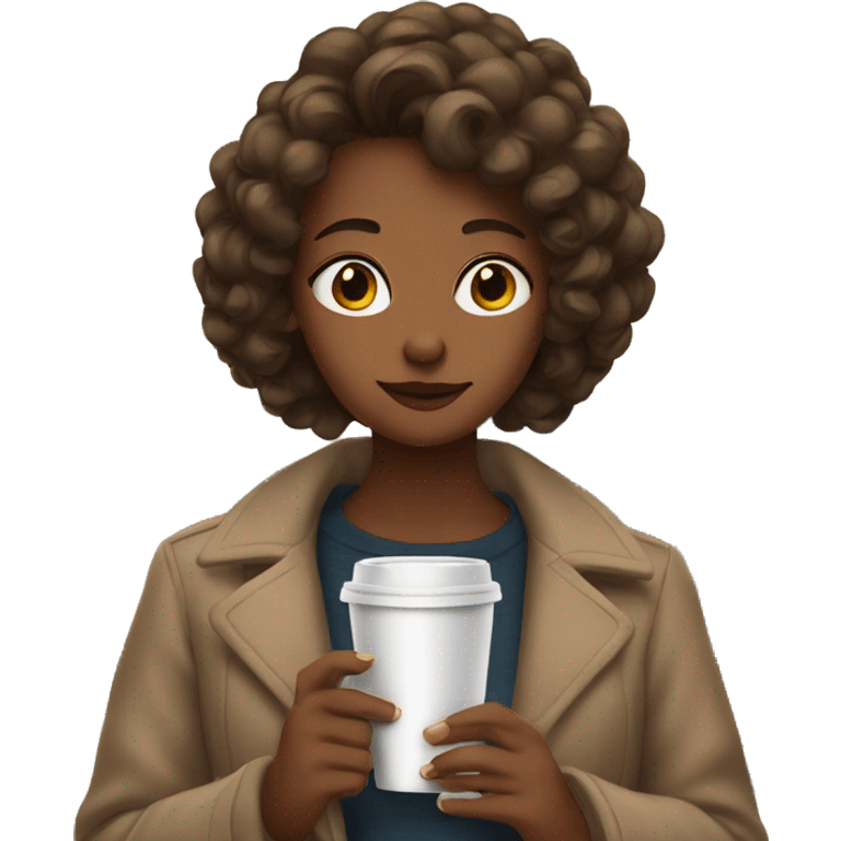 Brown haired girl with a Coffee and a cigarette in her Hands emoji