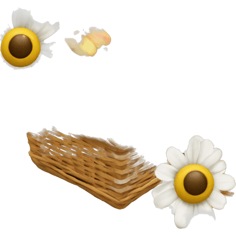 woven picnic basket with fresh bread and flowers peeking out emoji