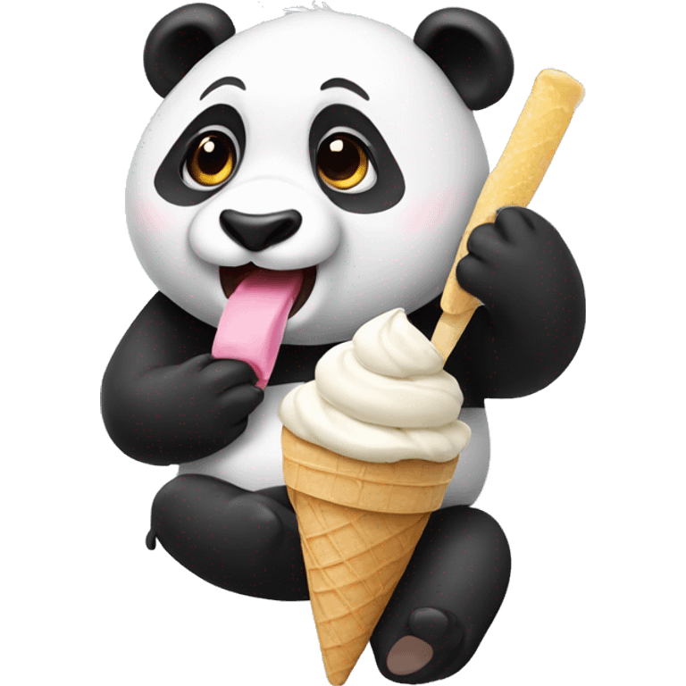 Panda eating ice cream emoji