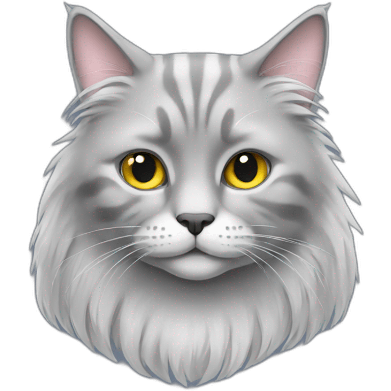 grey long hair cat with one eye closed emoji