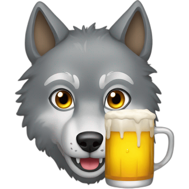 Wolve with beer emoji