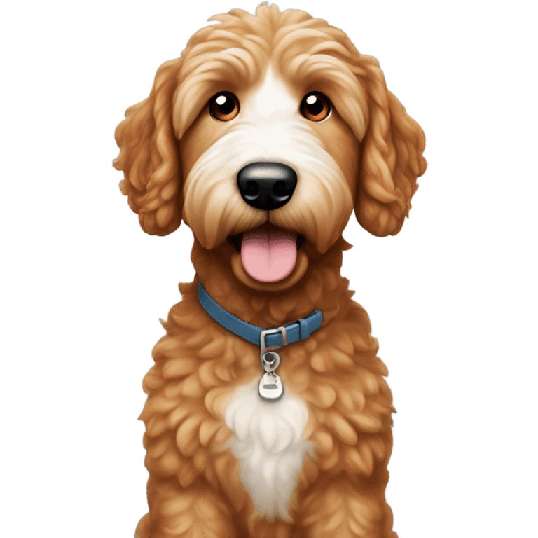 Ginger golden doodle with white nose and white tuft on head emoji