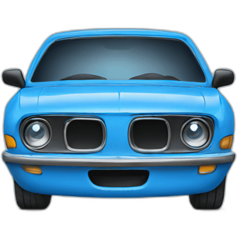 blue car with eyes emoji