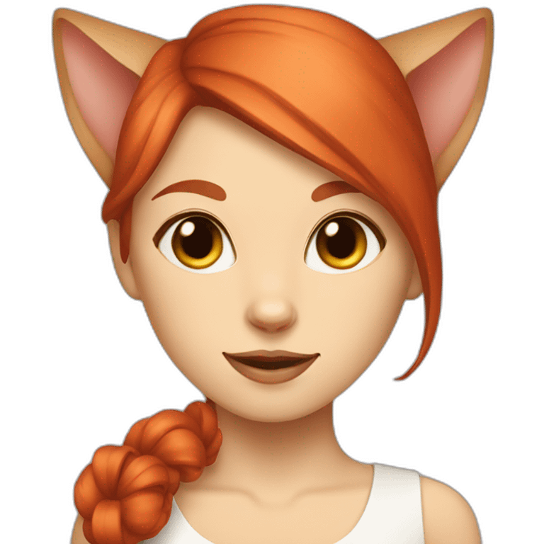 siamese cat with a red hair girl emoji